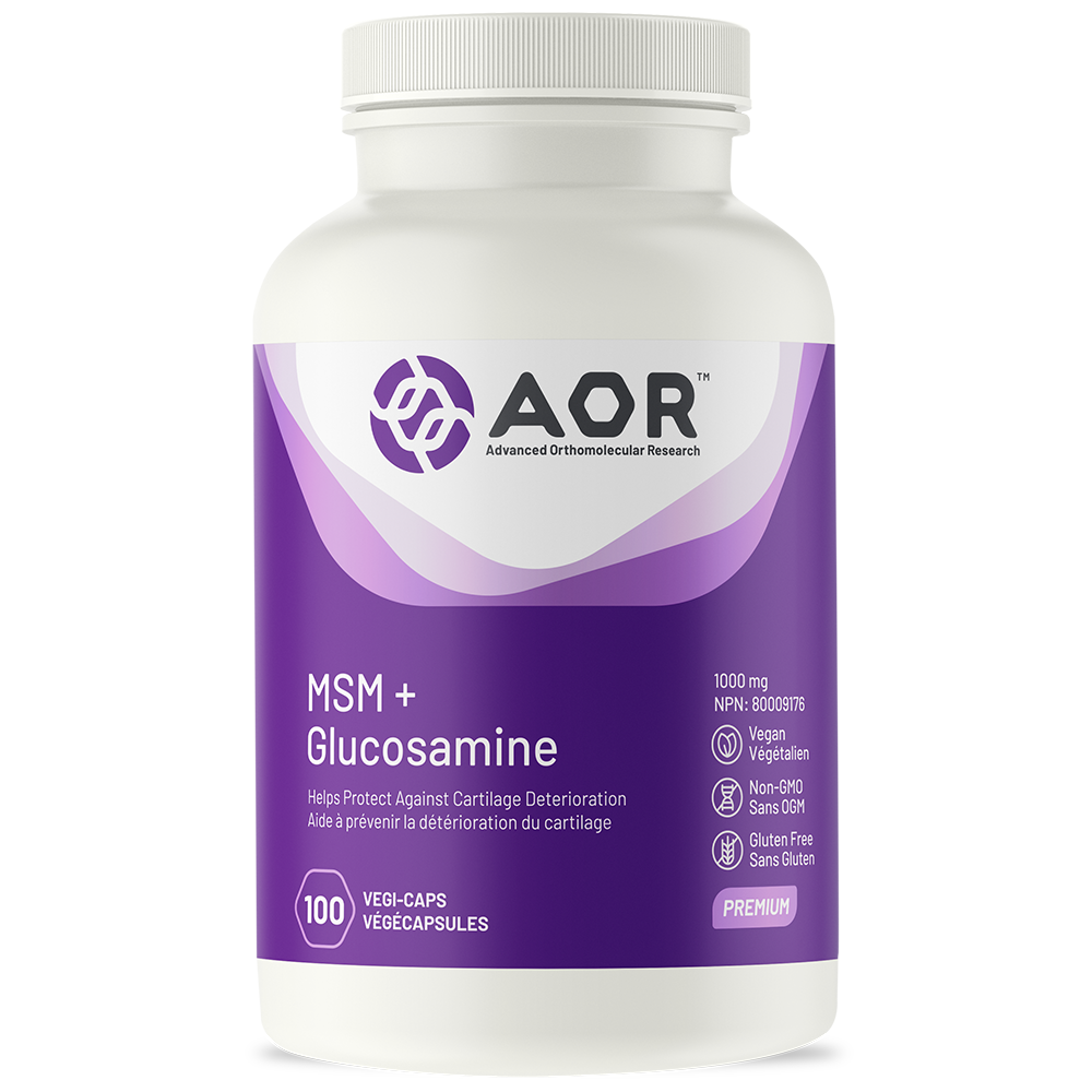 AOR 甲基硫化甲烷 + 素食葡萄糖胺 1000亳克 100粒膠囊 MSM + GLUCOSAMINE 1000MG 100 CAPSULES