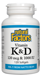 Natural Factors 維生素 K & D 120 mcg & 1000 IU 120粒軟膠囊